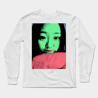 BEAUTIFUL FUNNY ASIAN GIRL POP ART COLOR Long Sleeve T-Shirt